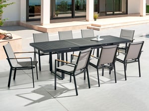 Gartenmöbel Set Aluminium schwarz / grau 8-Sitzer VALCANETTO/BUSSETO