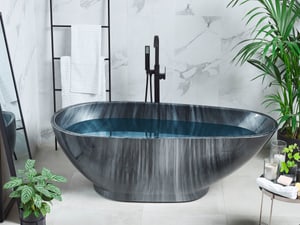 Badewanne freistehend schwarz Marmor Optik 170 x 80 cm RIOJA