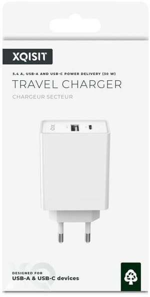 Travel Charger Dual USB-C PD + USB-A Weiß