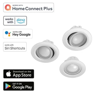 WLAN LED-Einbauspot, 5W, per Sprache/App steuern, verstellbar, 3 St., Weiß
