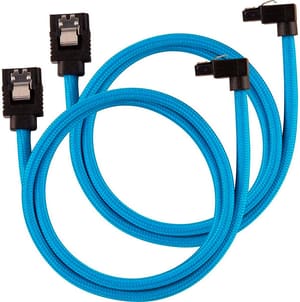 Câble SATA3 Premium Set Bleu 60 cm coudé