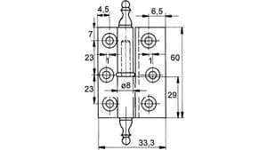 Charniéres pour meubles FS, diamètre des noeuds 8 mm