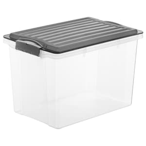 Compact Aufbewahrungsbox 19l mit Deckel, Kunststoff (PP) BPA-frei, grau/transparent, A4