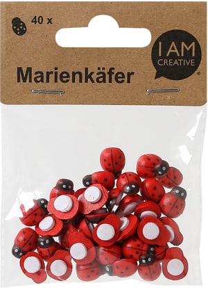 Marienkäfer selbstklebend 1 x 1.3 cm rot, 40 Stk.