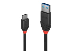 USB 3.1  Typ A an C Kabel 3A, Black Line 1m