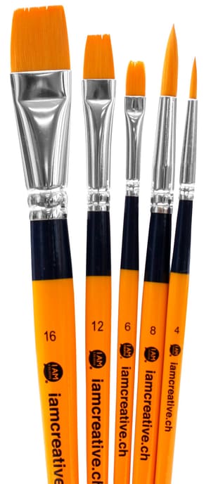 Set di pennelli per bambini, pennelli di setole sintetiche di alta qualità per la scuola e gli hobby, varie dimensioni, 5 pezzi.
