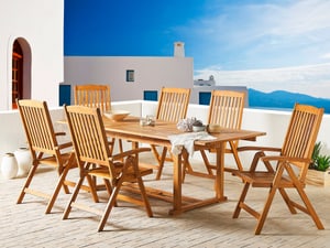 Set di 6 sedie e tavolo da giardino in legno di acacia JAVA