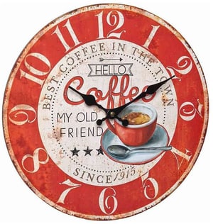 Horloge murale Vintage Coffee Ø 33,7 cm, rouge/beige