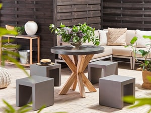 Gartenmöbel Set Faserzement grau 4-Sitzer Tisch  90 cm OLBIA/TARANTO
