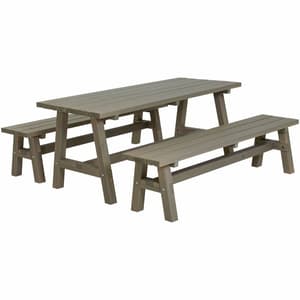 Set Country Plank 1 tavolo + 2 panche Colore trattato grigio-marrone