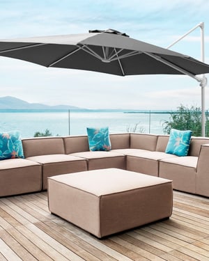 Parasol en porte-à-faux gris foncé et blanc  2,95 m SAVONA II