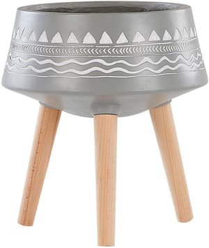 Cache-pot gris clair avec pieds en bois  31 cm WERIA