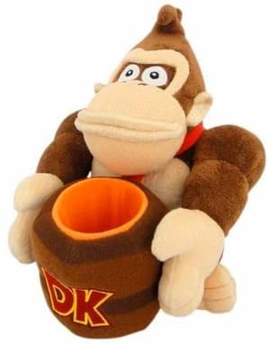 Donkey Kong mit Fass en peluche