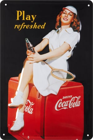 Signe de tôle publicitaire Coca Cola Play Refreshed
