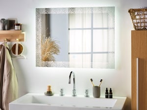 Badspiegel mit LED-Beleuchtung rechteckig 80 x 60 cm NEXON