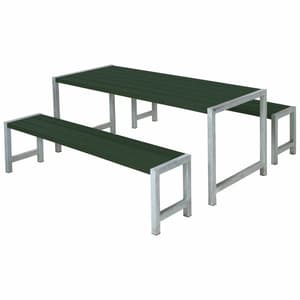 Garnitures de planches : table + 2 bancs Traitement fongicide. Fondus RAL 6009 Vert