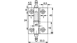 Charniéres pour meubles FS, diamètre des noeuds 8 mm