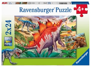 Puzzle 2x24 wilde Urzeittiere