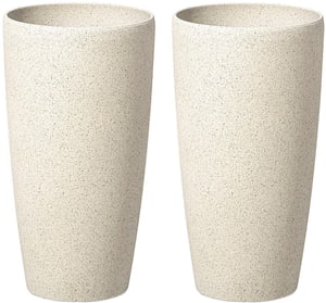 Set di 2 vasi polvere di pietra beige chiaro  23 cm ABDERA