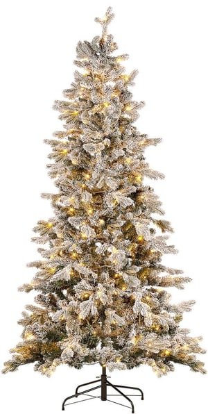 Künstlicher Weihnachtsbaum mit LED Beleuchtung schneebedeckt 210 cm weiss TATLOW