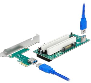 PCI-E Riser Karte x1 zu 2x PCI 32 Bit Slot mit 60 cm Kabel