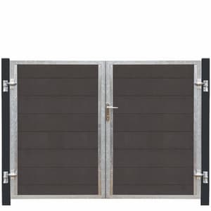 Futura WPC Porte double Re.197x145+16cm Poteaux Gris ardoise/FVZ/laque en poudre