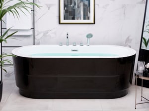 Badewanne freistehend schwarz mit Armatur oval 170 x 80 cm EMPRESA
