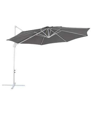 Parasol en porte-à-faux gris foncé et blanc  2,95 m SAVONA II