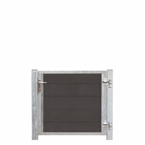 Porte Futura WPC droite 99x91cm+16cm poteaux gris ardoise / galvanisé à chaud