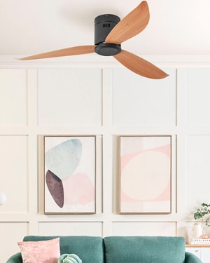 Ventilatore da soffitto nero e marrone con luce MALAD