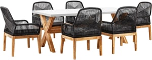 Set da giardino tavolo e 6 sedie bianco con nero OLBIA