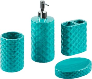 Lot de 4 accessoires de salle de bains en céramique turquoise GUATIRE