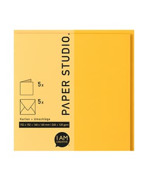Karten+Umschläge Quadratisch, 2X5Stück, gelb