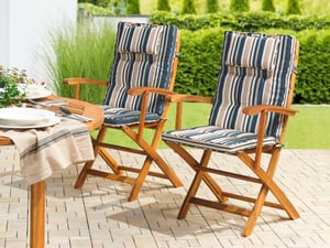 Lot de 2 coussins en tissu bleu et beige pour chaises de jardin MAUI