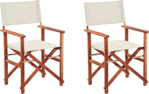 Lot de 2 chaises de jardin bois foncé et blanc cassé CINE