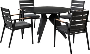 Gartenmöbel Set Aluminium schwarz 4-Sitzer Auflagen grau OLMETTO/TAVIANO