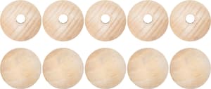 Boules en bois brut, perles en bois non traité, FSC, naturel, ø 20 mm, 10 pces.