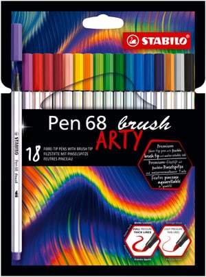 STABILO® Pen 68 brush feutres pinceau étui à 18 ARTY