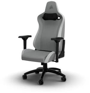 TC200 Leatherette Gaming Chair, Standard Fit, Light Grey/White