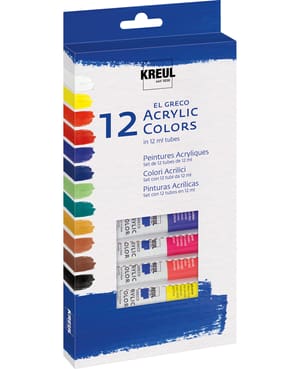 KREUL el Greco Acrylic Set, Acrylfarbe in Studienqualität, Bunt, 12 x 12 ml