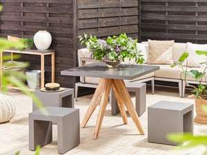 Set da giardino tavolo quadrato 90 x 90 cm e 4 sgabelli in cemento OLBIA/TARANTO
