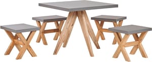 Gartenmöbel Set Faserzement grau 4-Sitzer 5-teilig Tisch quadratisch OLBIA