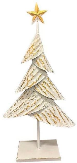 Aufsteller Weihnachtsbaum,Weiss-Gold Metall, 12x30x59 cm