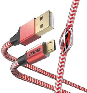 Reflective, USB-A - Micro-USB, 1,5 m, Nylon, Rot