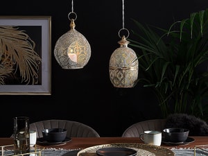 Lanterna decorativa in metallo e vetro color oro LAESO