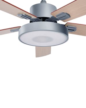 Ventilateur de plafond avec lumière gris clair et bois clair HOBBLE