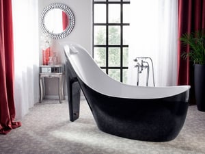 Badewanne freistehend schwarz-weiss High Heel 180 x 80 cm COCO