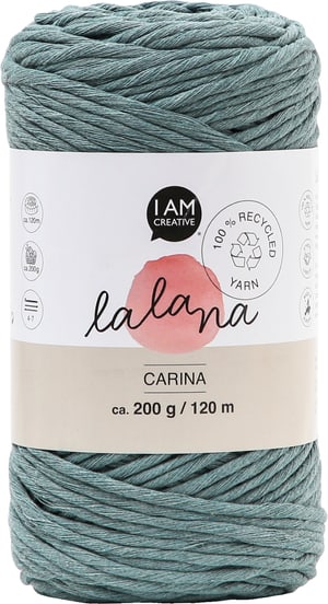 Carina salvia, Lalana fil pour crochet, tricot, tissage &amp; projets macramé, bleu gris, 3 mm x env. 120 m, env. 200 g, 1 écheveau