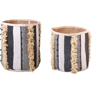 Lot de 2 paniers en coton beige et gris KOTKAI