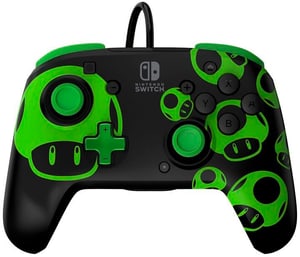 Rematch Wired Controller 500-134-GID Nintendo Switch, 1UP Glow in the Dark